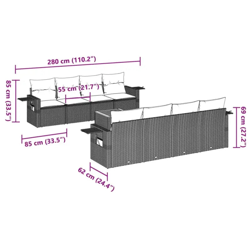 Modulaire tuinbankset van zwart gepoedercoat staal voor buiten genieten - Modulaire tuinbanken