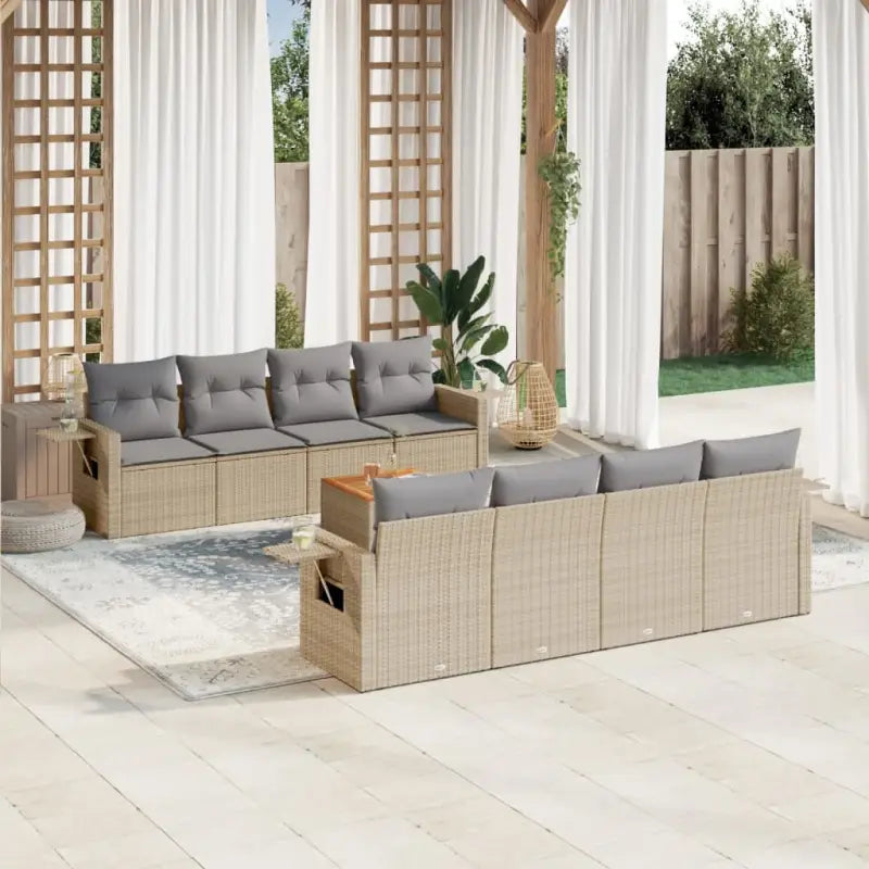 Modulaire tuinbankset van zwart gepoedercoat staal voor buiten genieten - Beige en grijs / 1 - Modulaire tuinbanken