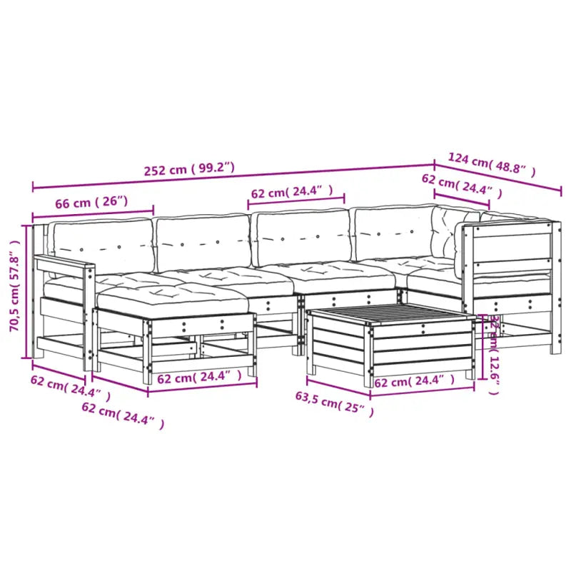 Modulaire tuinset in massief douglashout met gelat ontwerp - Tuinsets