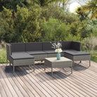 Modulaire tuinset met voetensteun en tafel voor ultiem ontspanning - 2x hoek + 2x midden + 2x voetensteun + Tafel
