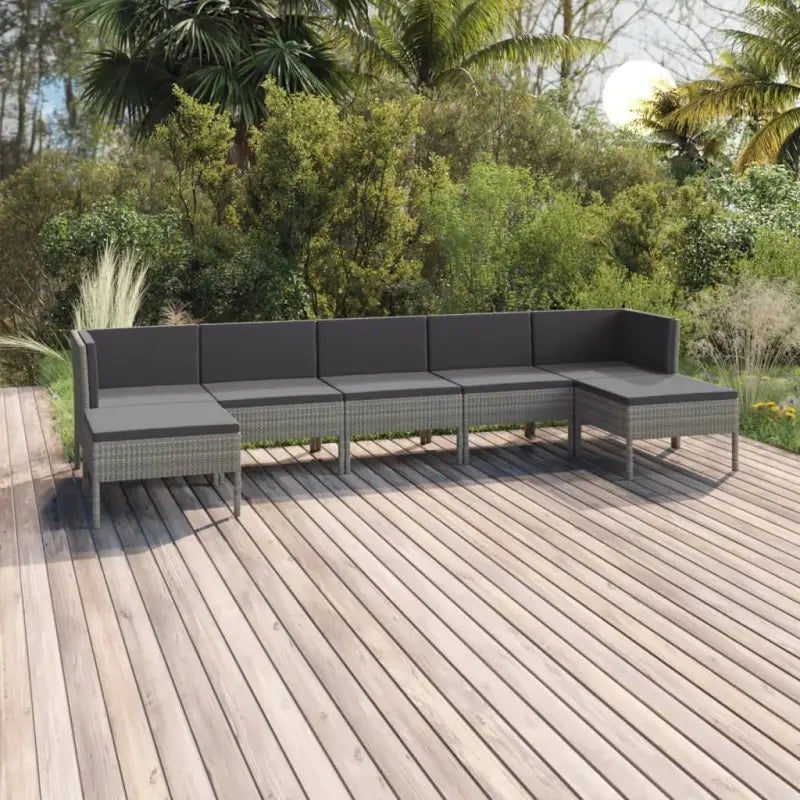 Modulaire tuinset met voetensteun en tafel voor ultiem ontspanning - 2x hoek + 3x midden + 2x voetensteun - Tuinsets