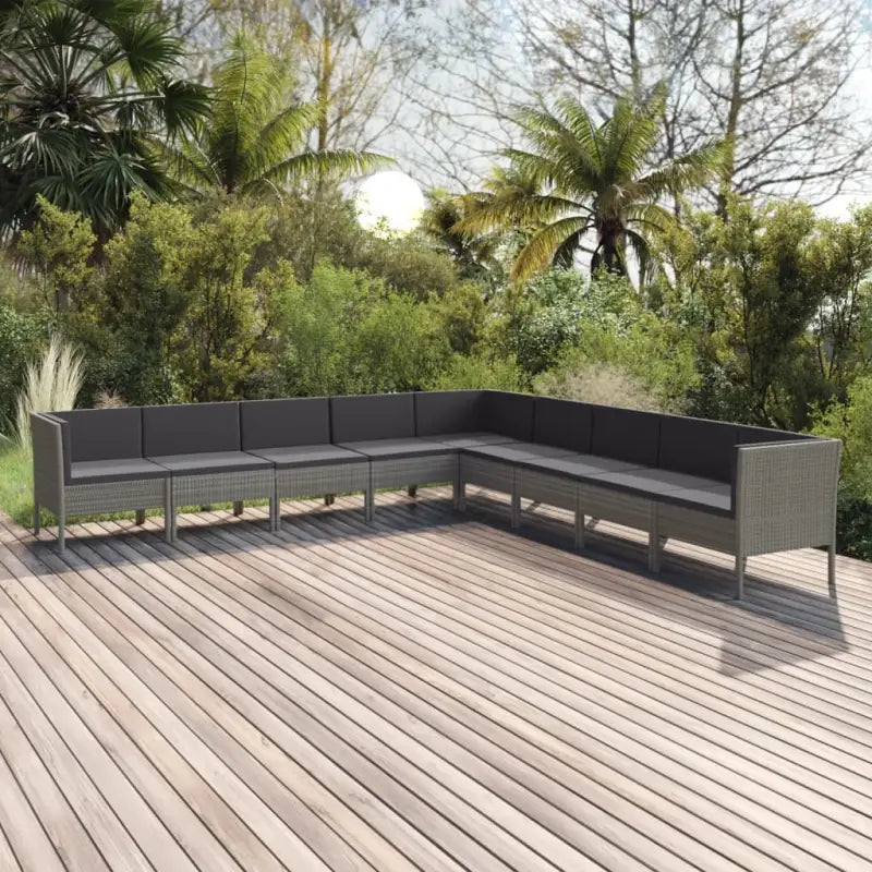 Modulaire tuinset met voetensteun en tafel voor ultiem ontspanning - 3x hoek + 6x midden (L-vormig) - Tuinsets