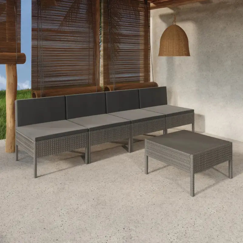 Modulaire tuinset met voetensteun en tafel voor ultiem ontspanning - Tafel + 4x midden - Tuinsets