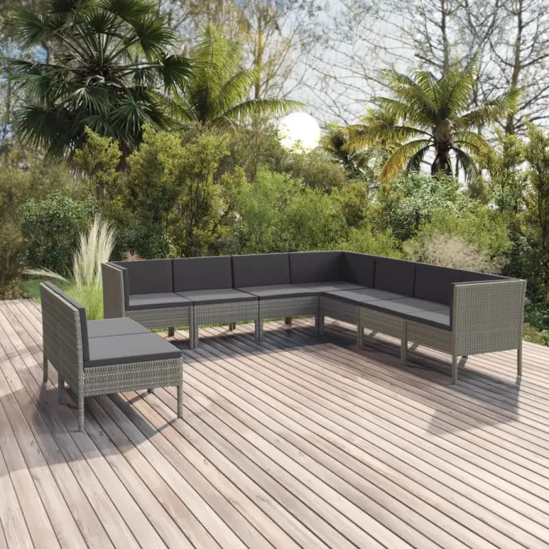 Modulaire tuinset met voetensteun en tafel voor ultiem ontspanning - 6x midden + 3x hoek - Tuinsets
