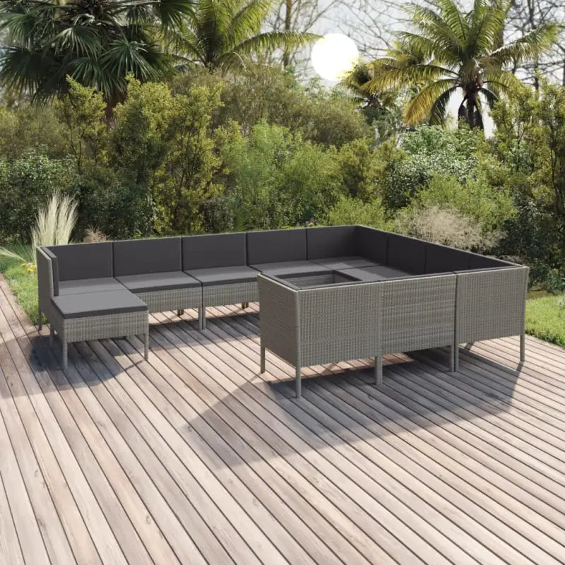 Modulaire tuinset met voetensteun en tafel voor ultiem ontspanning - 6x midden + 4x hoek + voetensteun - Tuinsets