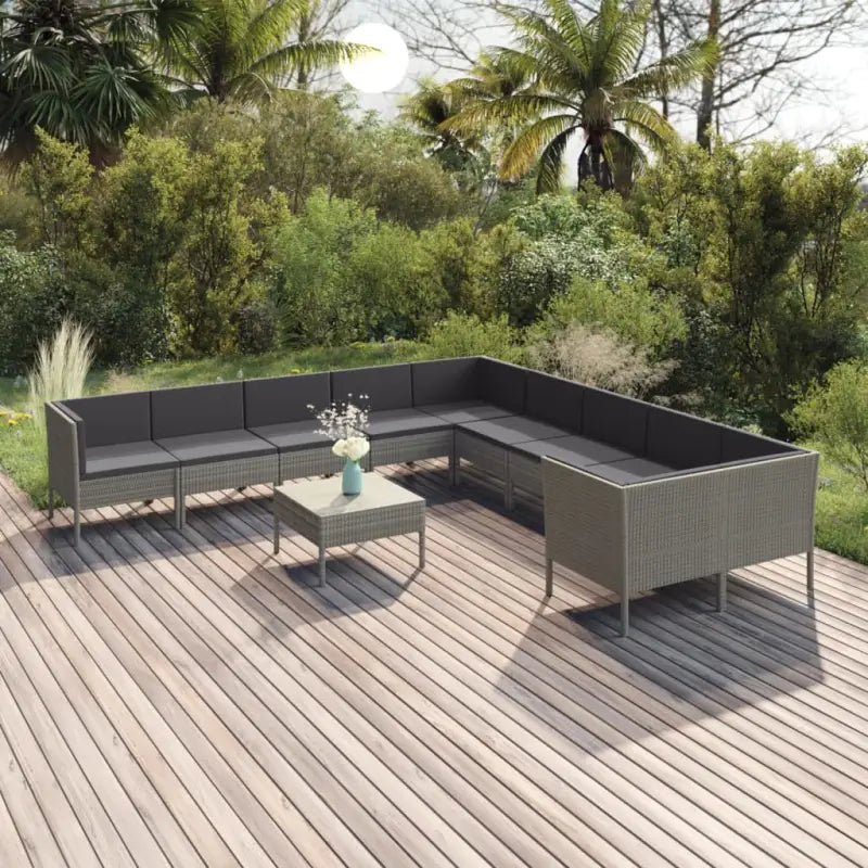 Modulaire tuinset met voetensteun en tafel voor ultiem ontspanning - 6x midden + 4x hoek + Tafel - Tuinsets