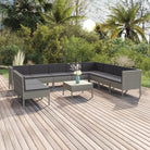 Modulaire tuinset met voetensteun en tafel voor ultiem ontspanning - 7x midden + 3x hoek + Tafel - Tuinsets