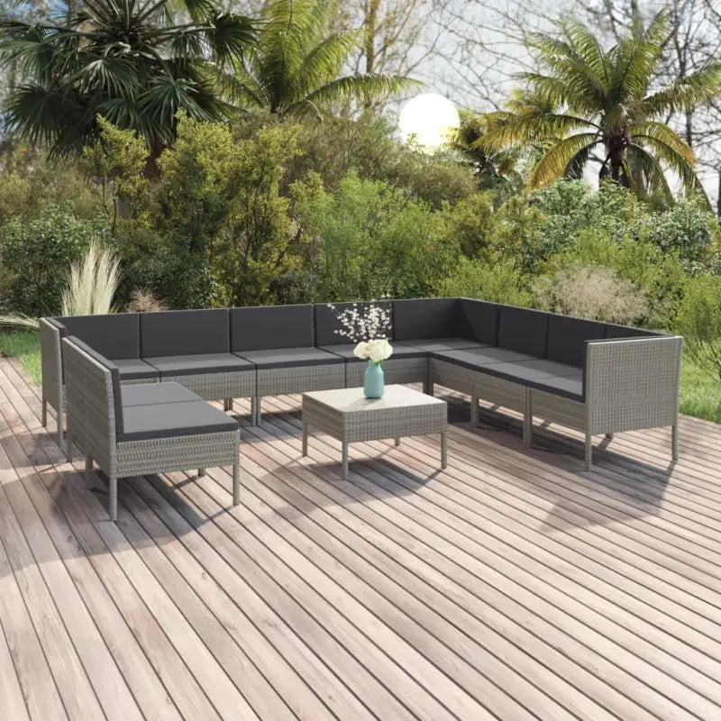 Modulaire tuinset met voetensteun en tafel voor ultiem ontspanning - 7x midden + 3x hoek + Tafel - Tuinsets
