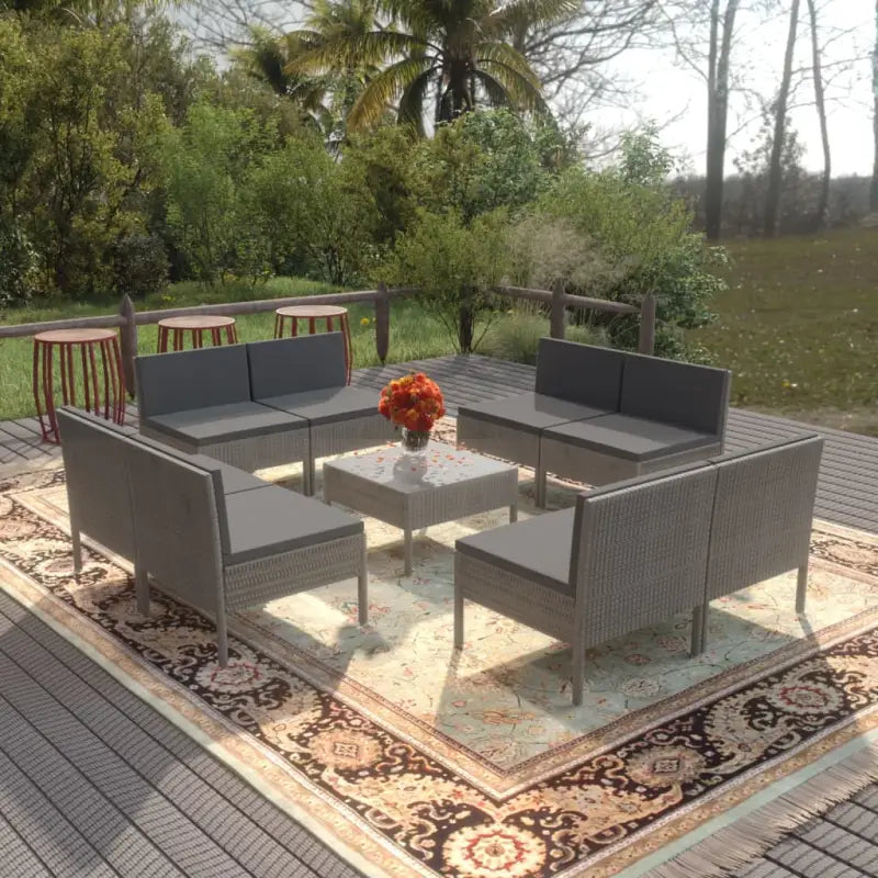 Modulaire tuinset met voetensteun en tafel voor ultiem ontspanning - 8x midden + Tafel - Tuinsets
