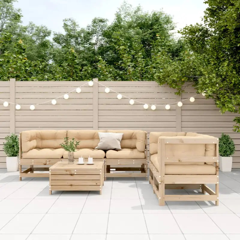 Modulaire tuinset van geïmpregneerd grenenhout met gelat ontwerp - Natuurlijk grenenhout - Tuinsets