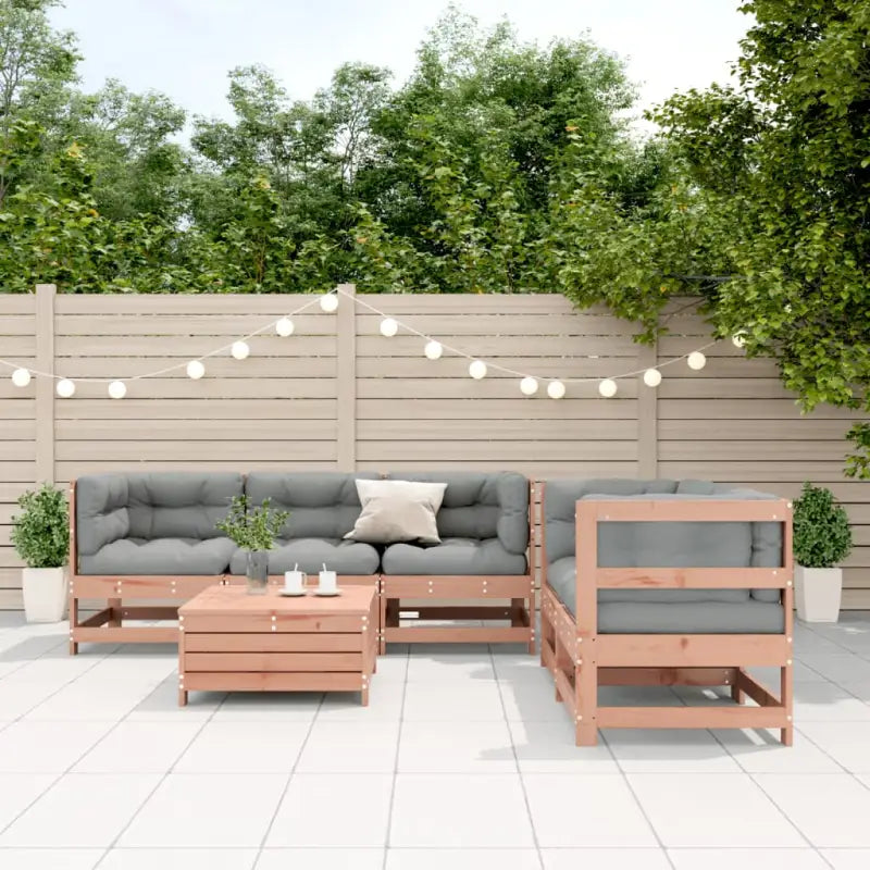 Modulaire tuinset van geïmpregneerd grenenhout met gelat ontwerp - Natuurlijk douglashout - Tuinsets