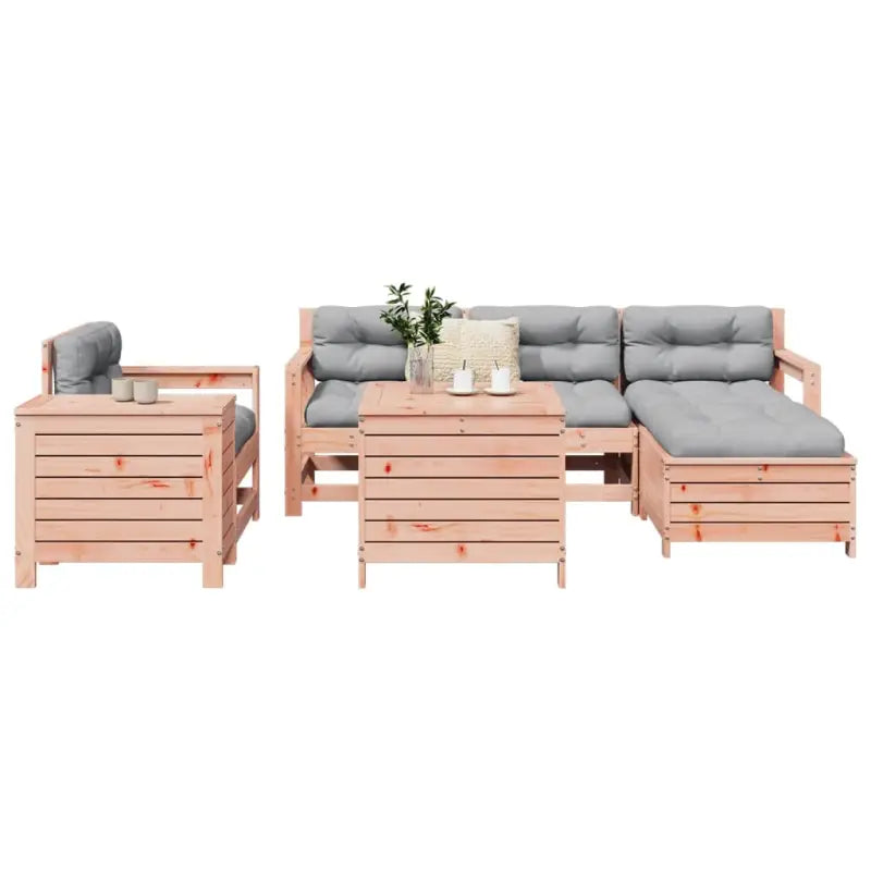 Modulaire tuinset van massief grenenhout met comfortabele zitafmetingen - Natuurlijk douglashout - Tuinsets