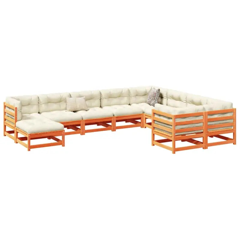 Modulaire tuinset van massief grenenhout voor een comfortabele zitervaring - Wasbruin / met kussen - Tuinsets