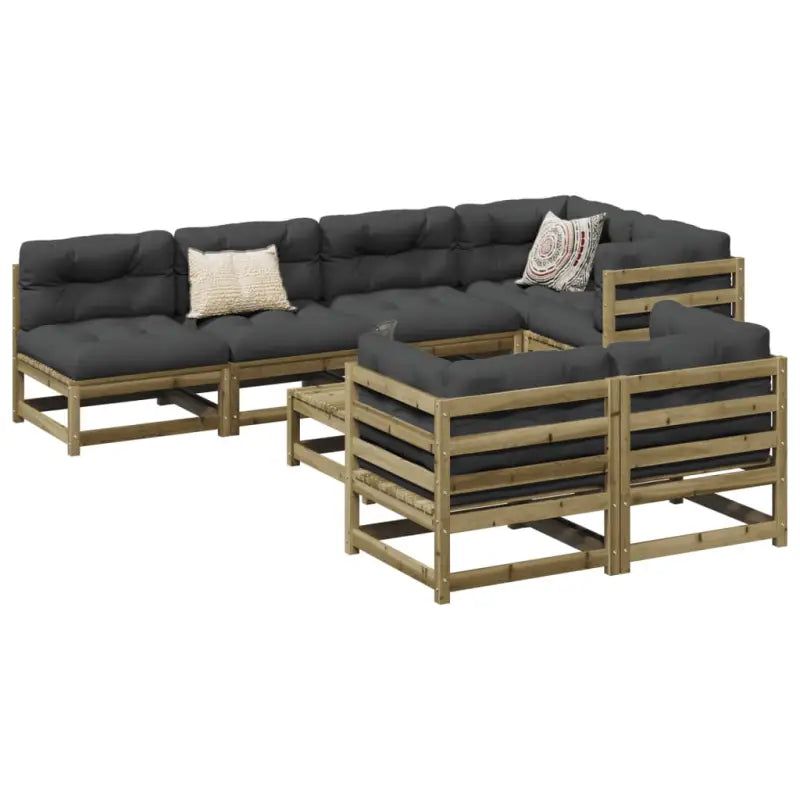 Modulaire tuinset van massief grenenhout voor een comfortabele zitervaring - Naturel geïmpregneerd / met kussen