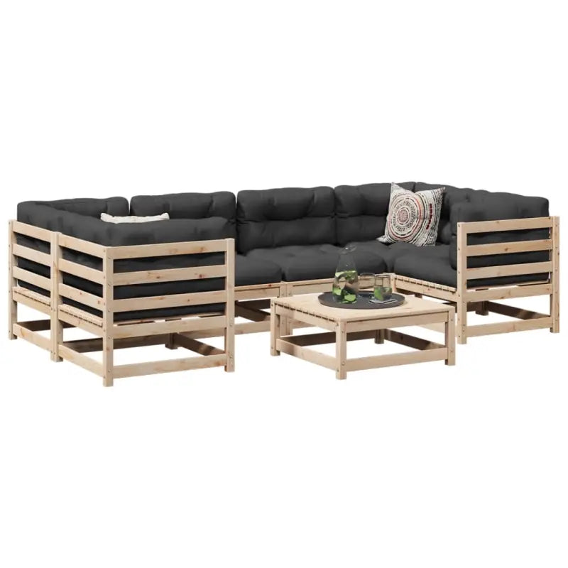 Modulaire tuinset van massief grenenhout voor een comfortabele zitervaring - Tuinsets