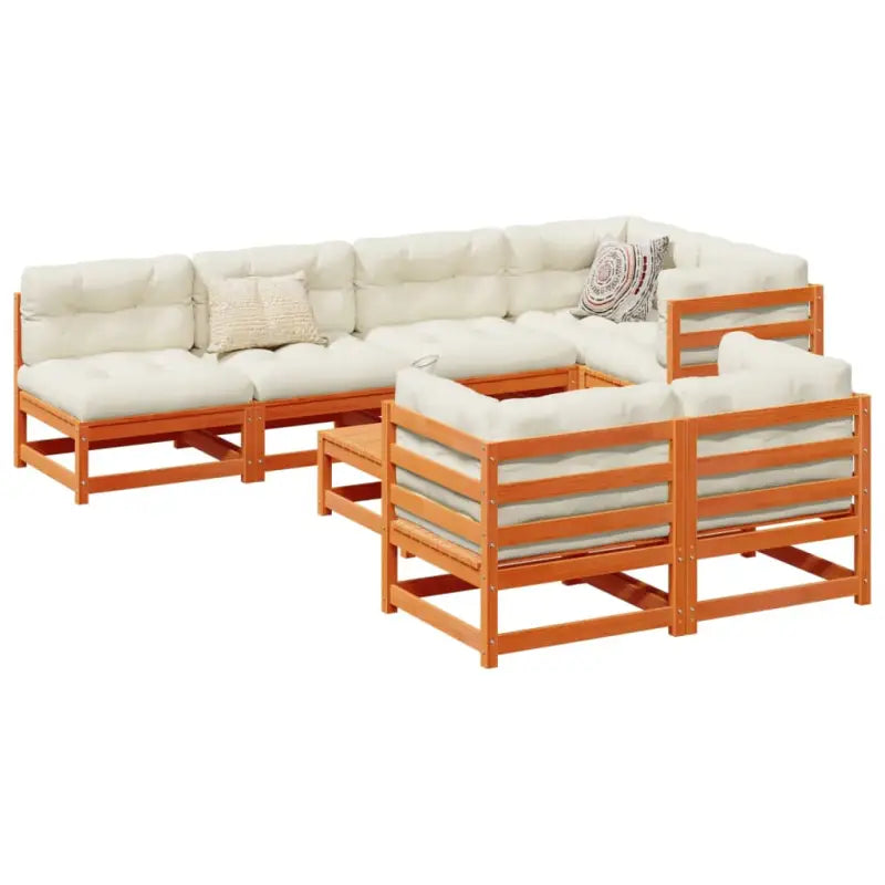 Modulaire tuinset van massief grenenhout voor een comfortabele zitervaring - Wasbruin / met kussen - Tuinsets
