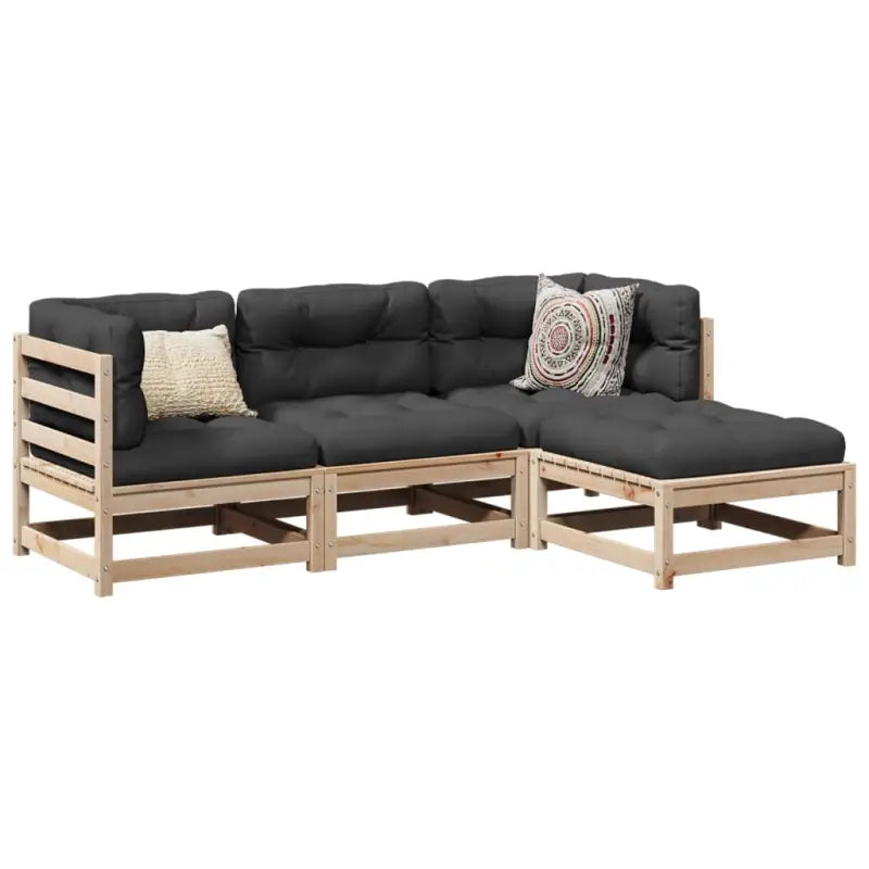 Modulaire tuinset van massief grenenhout voor een comfortabele zitervaring - Natuurlijk grenenhout - Tuinsets