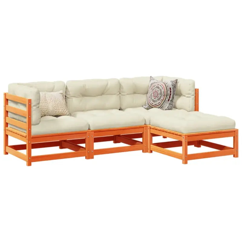 Modulaire tuinset van massief grenenhout voor een comfortabele zitervaring - Wasbruin - Tuinsets