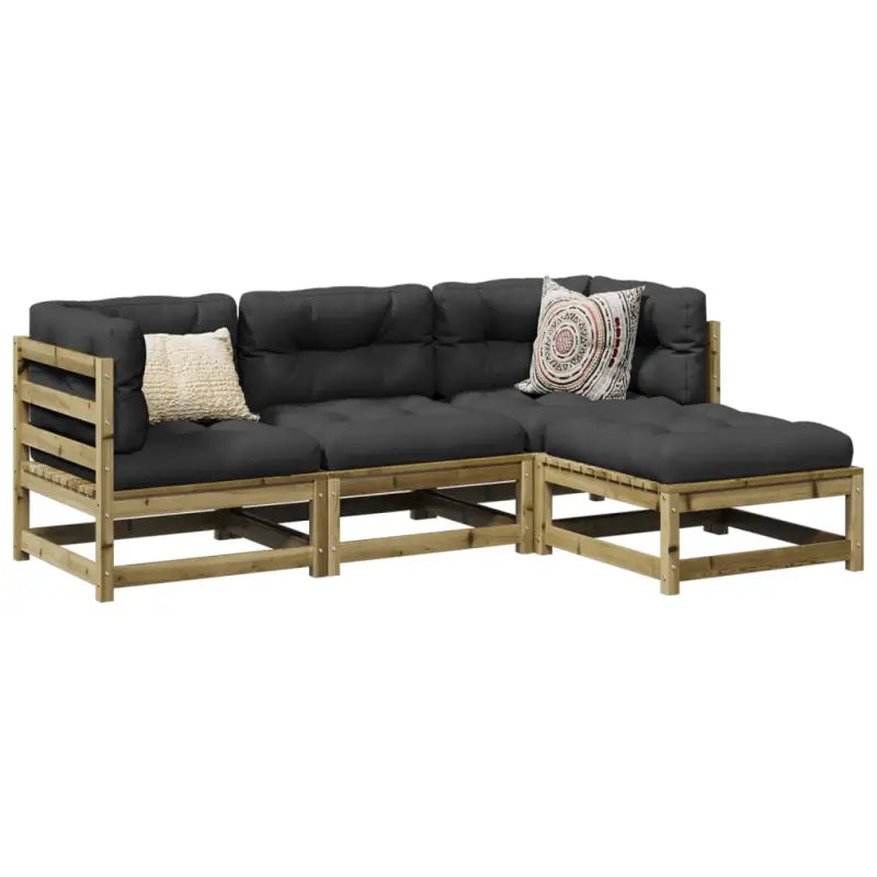 Modulaire tuinset van massief grenenhout voor een comfortabele zitervaring - Naturel geïmpregneerd - Tuinsets