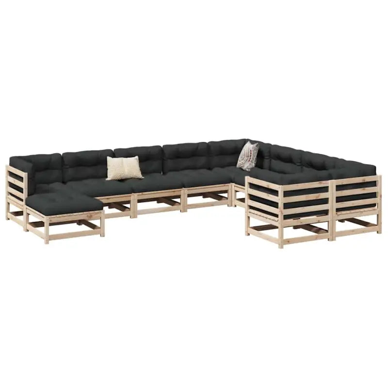 Modulaire tuinset van massief grenenhout voor een comfortabele zitervaring - Natuurlijk grenenhout / met kussen
