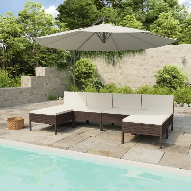 Modulaire tuinset voor gezellige en ontspannen buitenruimte - Bruin / 4x midden + 2x voetensteun - Tuinsets
