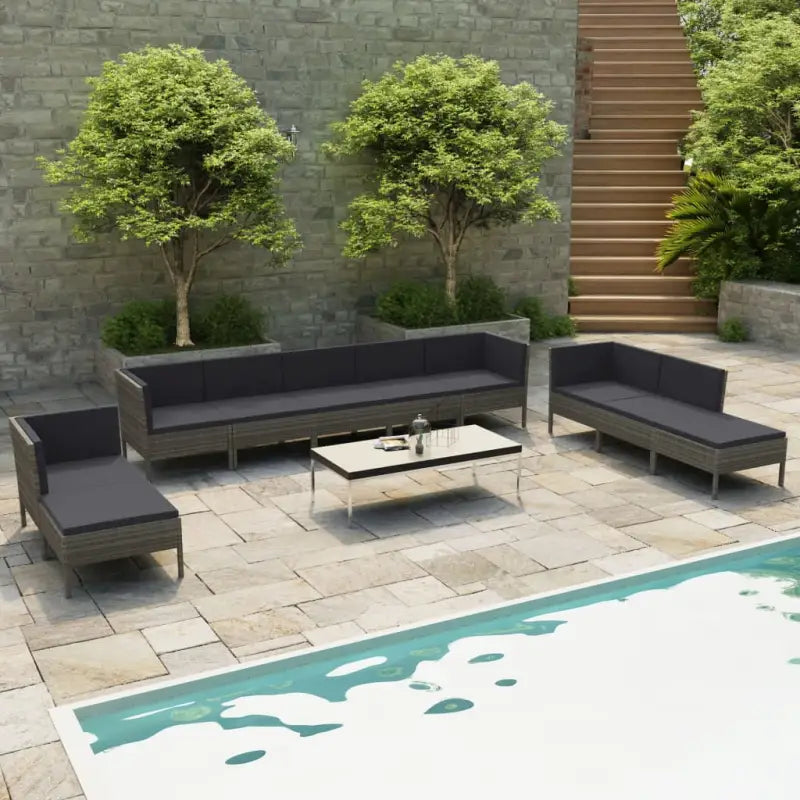 Modulaire tuinset voor gezellige en ontspannen buitenruimte - Grijs / 4x hoek + 4x midden + 2x voetensteun - Tuinsets