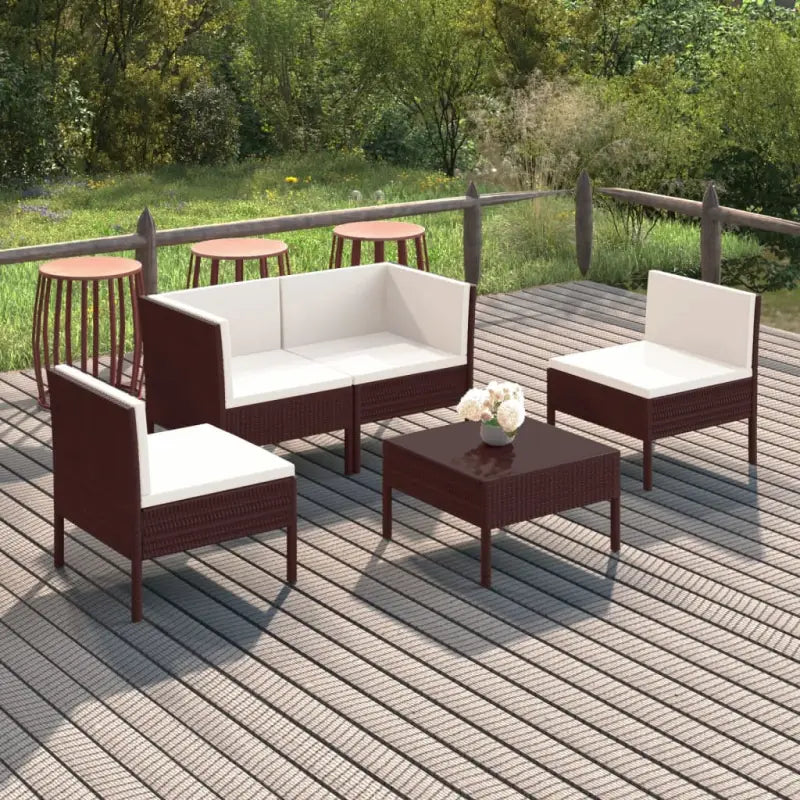 Modulaire tuinset voor gezellige en ontspannen zomerdagen - 2x hoek + 2x midden + voetensteun - Tuinsets