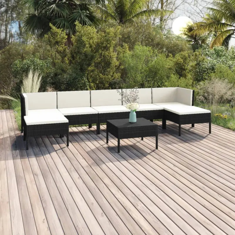 Modulaire tuinset voor gezellige en ontspannende buitenmomenten - 2x hoek + 3x midden + 2x voetensteun + Tafel