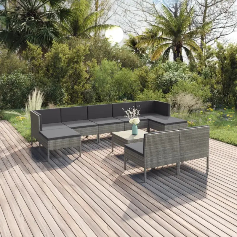 Modulaire tuinset voor ontspannen zomerdagen en gezellige bijeenkomsten - 2x hoek + 5x midden + 2x voetensteun + Tafel