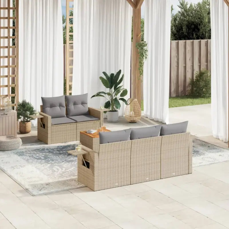 Modulaire tuintafel set met beige materiaal en gepoedercoat staal - Modulaire tuinbanken
