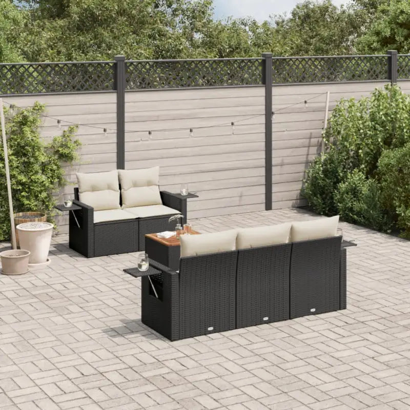 Modulaire tuintafel set met beige materiaal en gepoedercoat staal - Zwart en crème / 1 - Modulaire tuinbanken