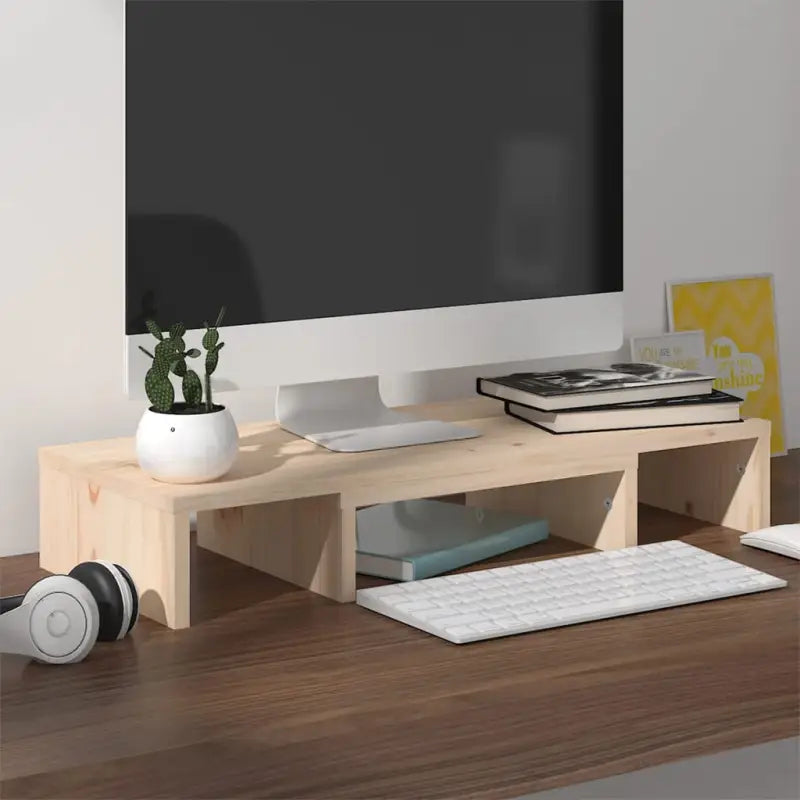 Monitorstandaard van massief grenenhout voor een elegante werkplek - Tv-meubels
