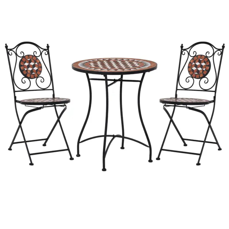 Mozaïek Bistroset met gepoedercoat ijzeren frame voor romantische tuinen - Terracotta - Tuinsets