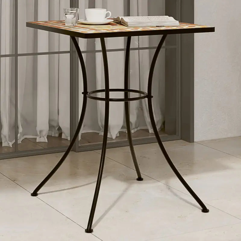 Mozaïek tuintafel met gepoedercoat ijzeren frame voor buiten gebruik - Terracotta / 60 x 60 x 74 cm / 1 - Tuintafels