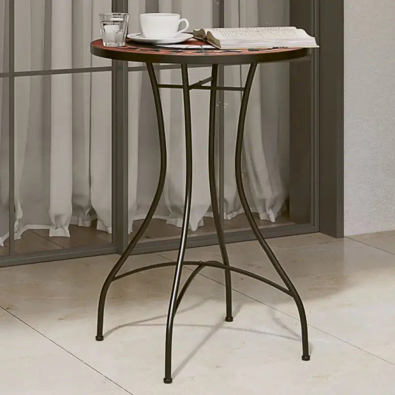 Mozaïek tuintafel met gepoedercoat ijzeren frame voor buiten gebruik - Terracotta en zwart / 50 x 70 cm / 1 - Tuintafels