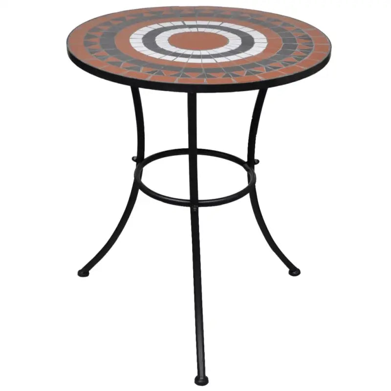 Mozaïek tuintafel met gepoedercoat ijzeren frame voor buiten gebruik - Terracotta en wit / 60 x 70 cm / 1 - Tuintafels