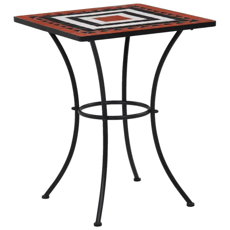 Mozaïek tuintafel met gepoedercoat ijzeren frame voor buiten gebruik - Terracotta en wit / 60 x 60 x 76 cm / 1
