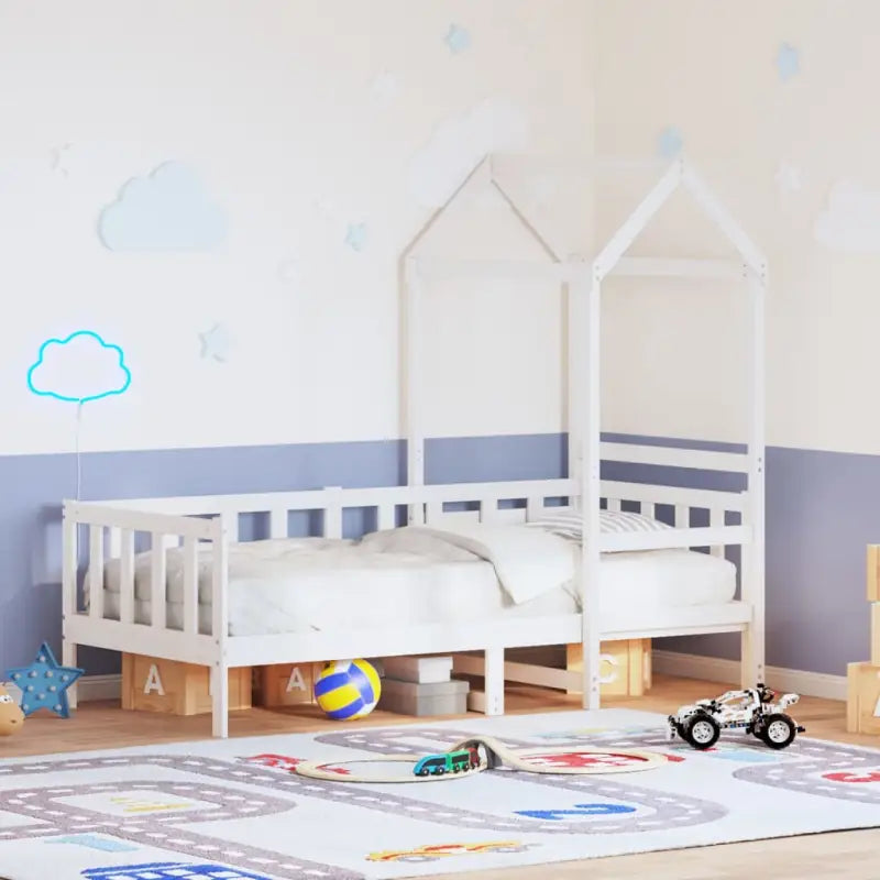 Multifunctioneel bed en bank in massief Grenenhout met open zijdeur - Wit / 80 x 200 cm - Bedden & bedframes