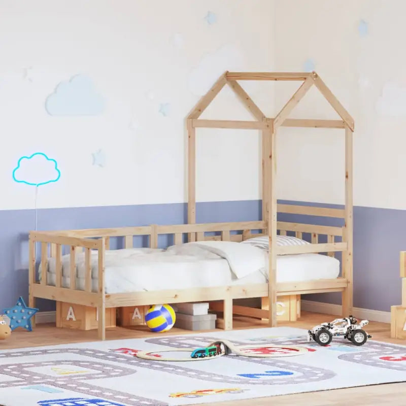 Multifunctioneel bed en bank in massief Grenenhout met open zijdeur - Naturel / 80 x 200 cm - Bedden & bedframes