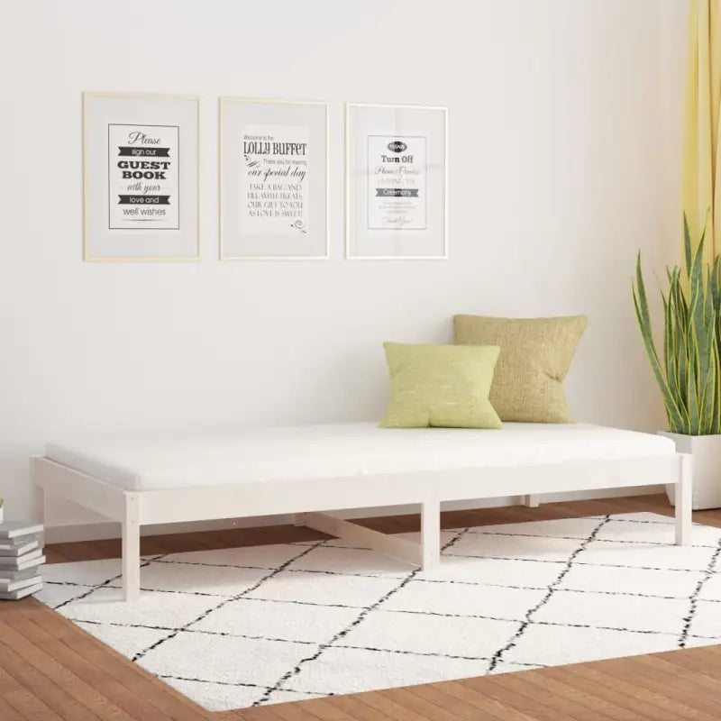 Multifunctioneel bed en bank in massief grenenhout voor slaap of lounge - Wit / 80 x 200 cm - Bedden & bedframes