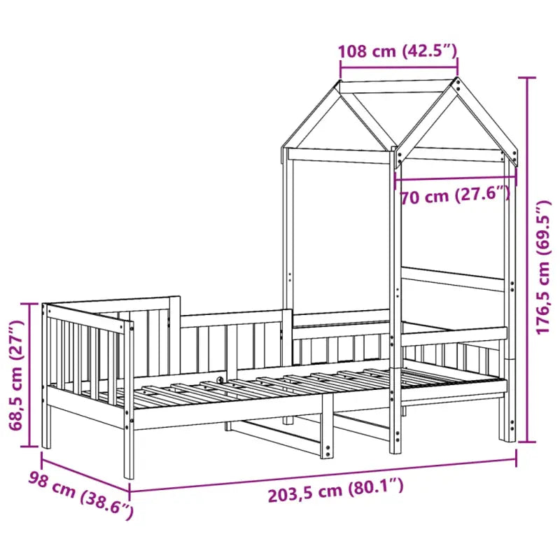 Multifunctioneel bedbank in massief grenenhout met open zijdeur - Bedden & bedframes
