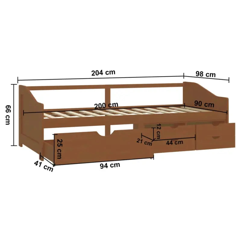 Multifunctioneel bedbank van massief grenenhout met praktische lade - Bedden & bedframes