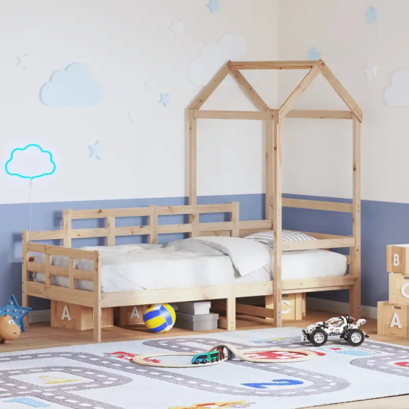 Multifunctioneel bedframe van massief grenenhout met open zijdeur - Naturel / 90 x 200 cm - Bedden & bedframes