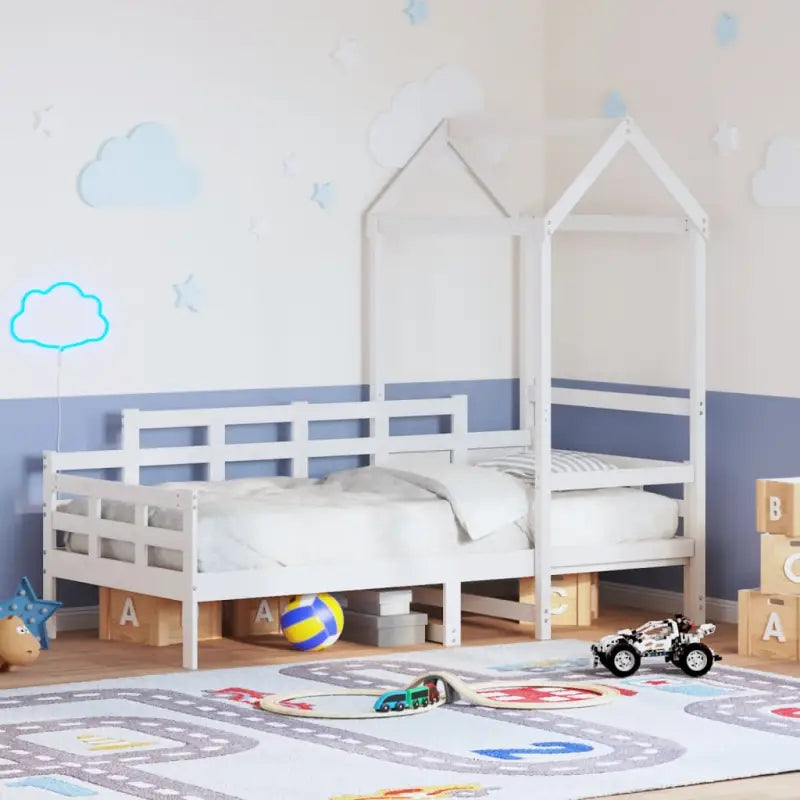 Multifunctioneel bedframe van massief grenenhout met open zijdeur - Wit / 80 x 200 cm - Bedden & bedframes