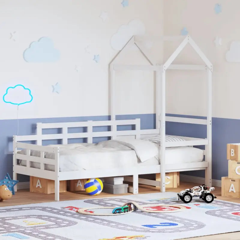 Multifunctioneel bedframe van massief grenenhout met open zijdeur - Wit / 90 x 200 cm - Bedden & bedframes