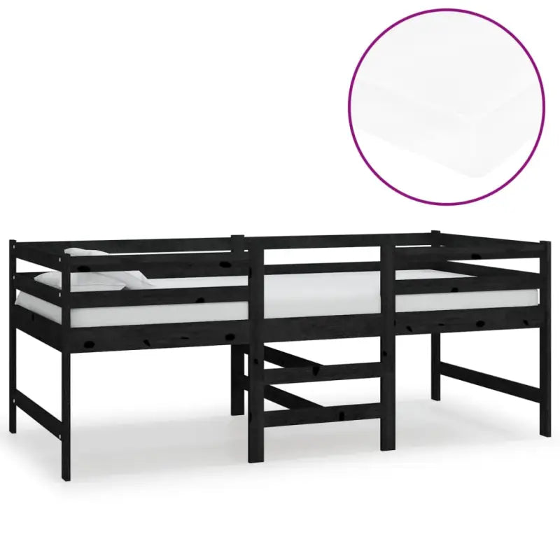 Multifunctioneel hoogslaper van massief grenenhout voor tieners en gasten - Zwart - Bedden & bedframes