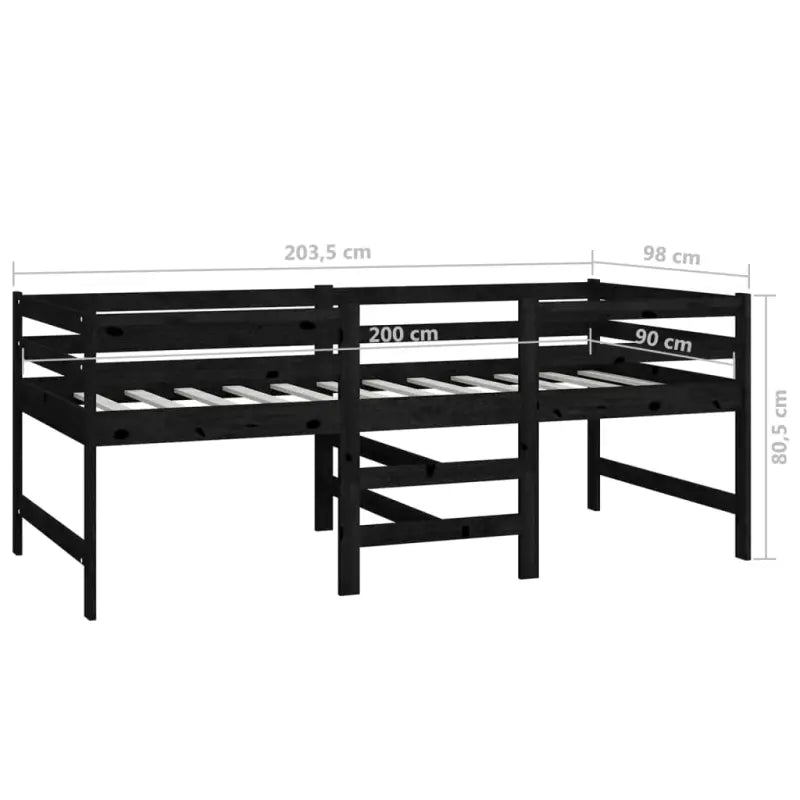 Multifunctioneel hoogslaper van massief grenenhout voor tieners en gasten - Zwart - Bedden & bedframes