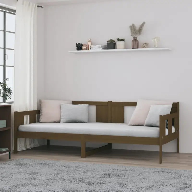 Multifunctioneel slaapbank van massief grenenhout voor gastenovernachtingen - Honingbruin / 90 x 190 cm - Bedden &