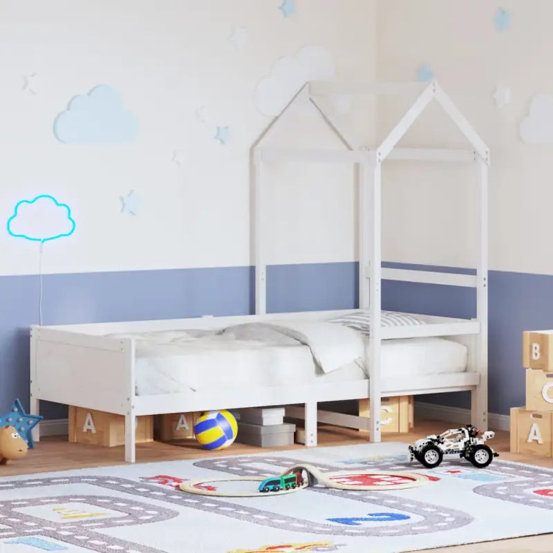 Multifunctioneel slaapbank van massief grenenhout in wit materiaal - Bedden & bedframes