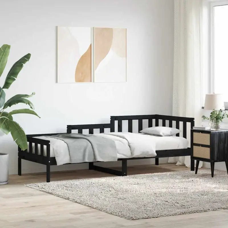 Multifunctioneel slaapbank van massief grenenhout voor slaapkamer en woonkamer - Zwart / 80 x 200 cm - Bedden &